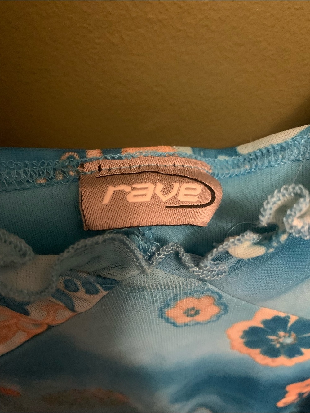 Vintage Y2K rave Blue and Cream Floral Midi Slip Dress - Picture 3 of 3